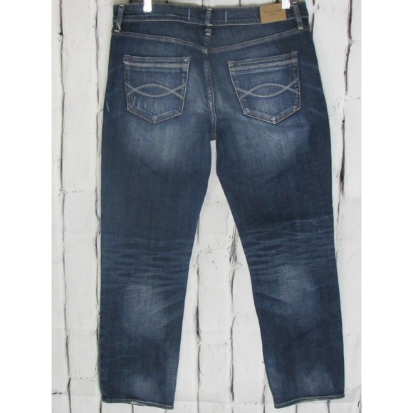 Abercrombie & Fitch Women Jeans Size 12 Blue Perfect Stretch Mid Blasted Denim - Picture 2 of 3